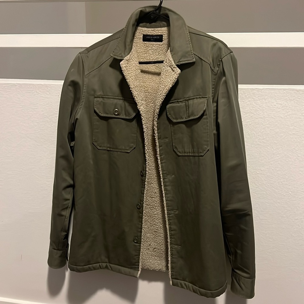 Allsaints olive green shirt jacket